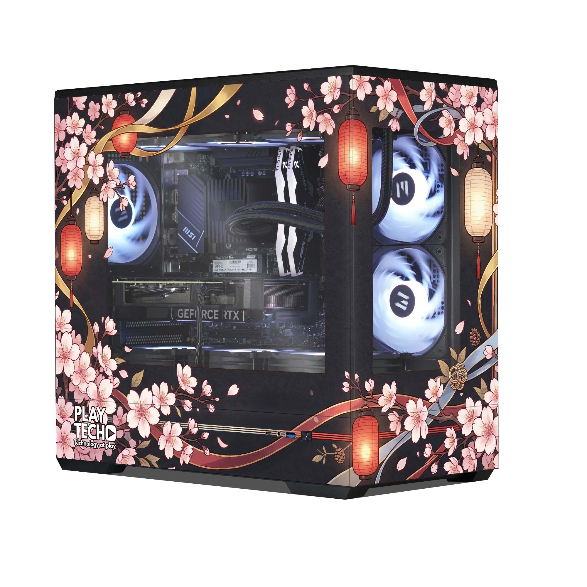 Night Sakura Gaming PC | AMD CPU | Nvidia GPU | UV Printed | Playtech