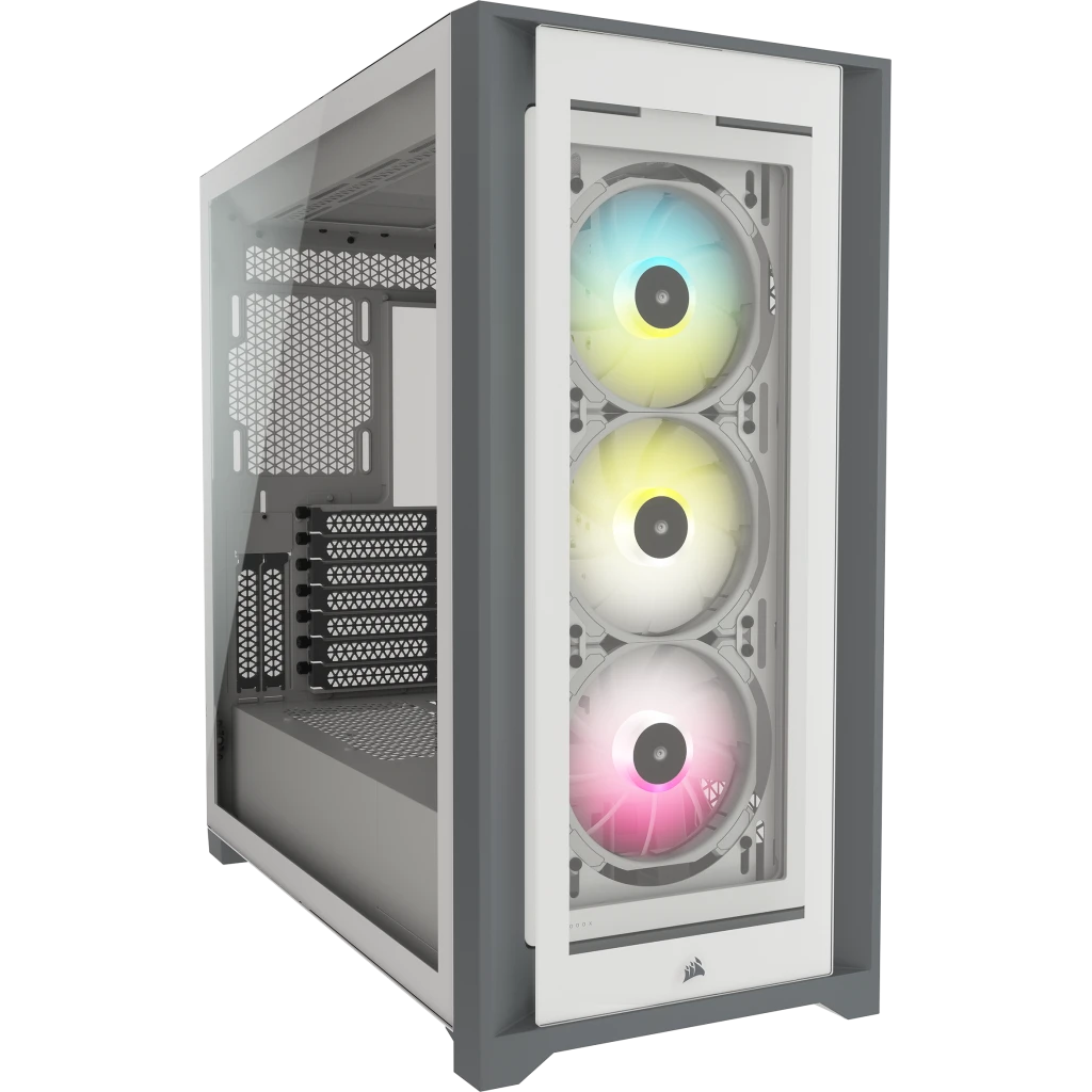 Corsair iCUE 5000X RGB Tempered Glass Mid-Tower ATX PC Smart Case — White