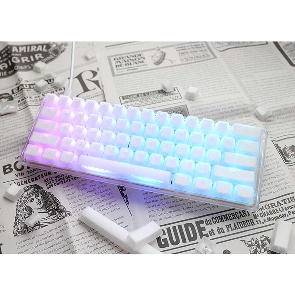 Ducky One 3 Mini 60% Aura Clear White Hotswap RGB Mechanical Keyboard