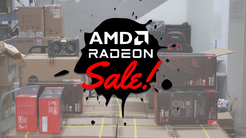 a short video announcing a sale on gaming PCs featuring AMD Radeon RX 9060 and RX 9060 XT Graphics cards.